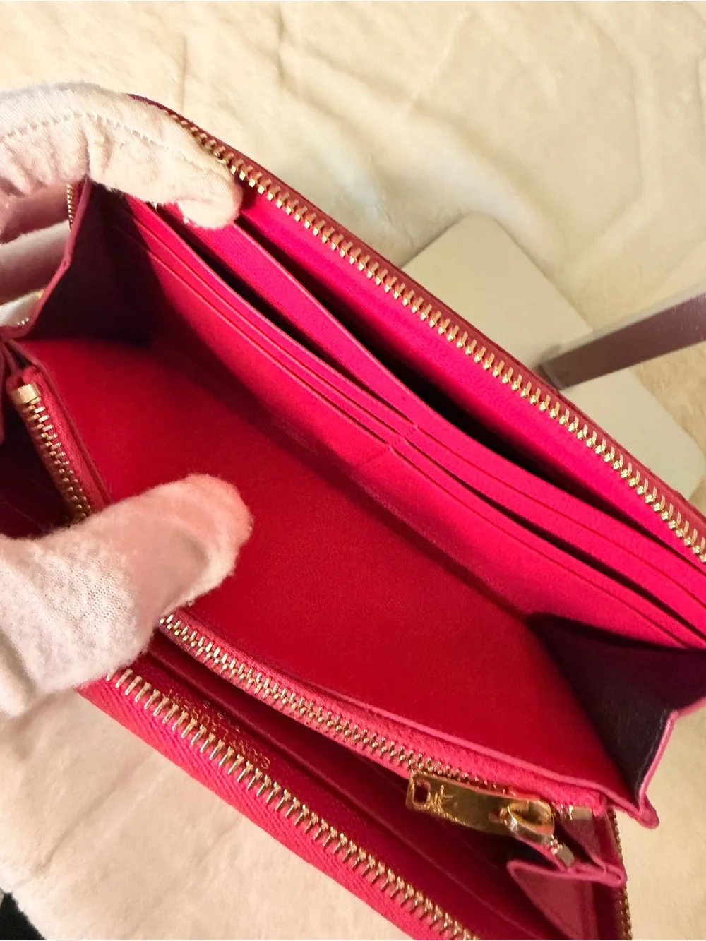 Saint Laurent Hot Pink Quilted Leather zipper Wallet with Gold YSL - Picture 14 of 17